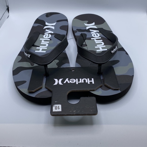 Hurley Men’s Flip Flops Slides Black Gray Sandals Camo Size 10 NWT - Picture 4 of 6